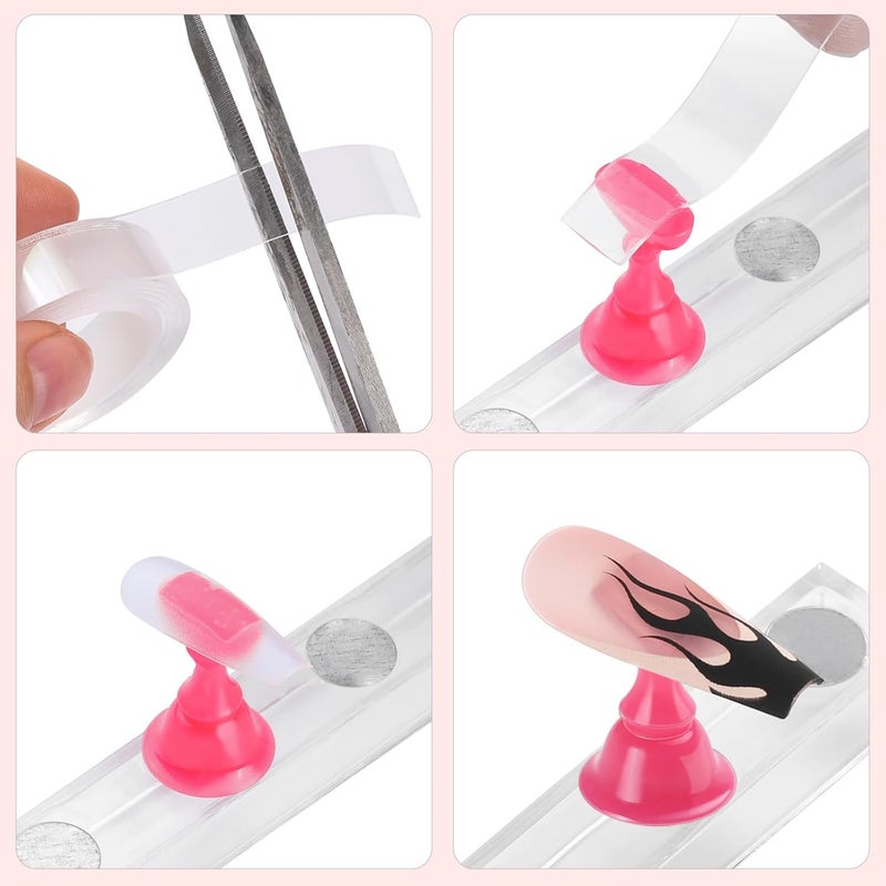 Etercycle Nail Stand Acrylic Nail Art Display Stand Practice Nail Holder for Painting Nails Magnetic Practice Stands with Double-sided Tape For Home DIY Salon Supplies (Rose pink) - Image 4